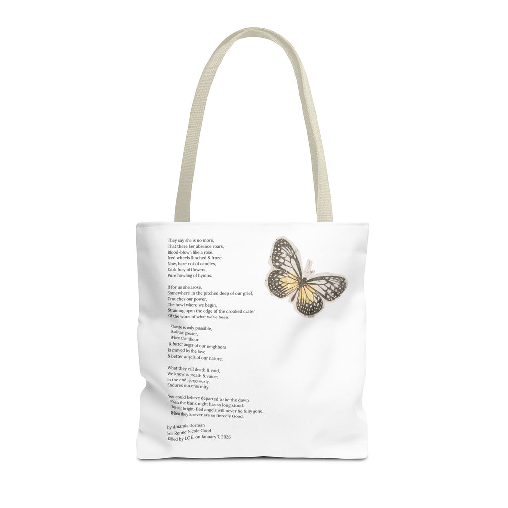 Fiercely Good Tote Bag — Tribute to Renee Good with Poem by Amanda Gornan